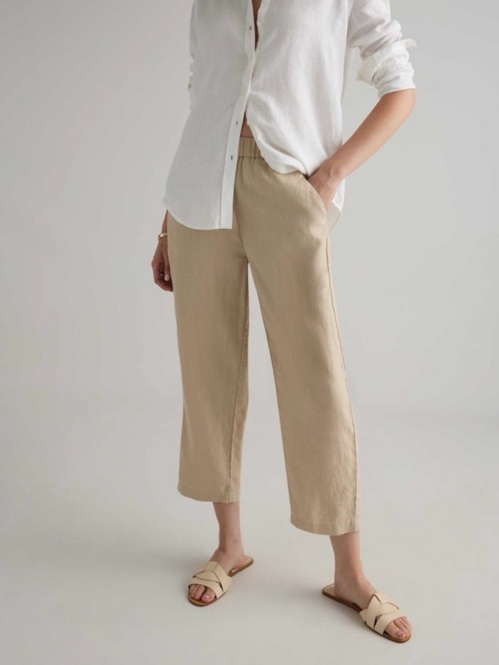 🏖️ Quince European linen pants in flax. Size S.